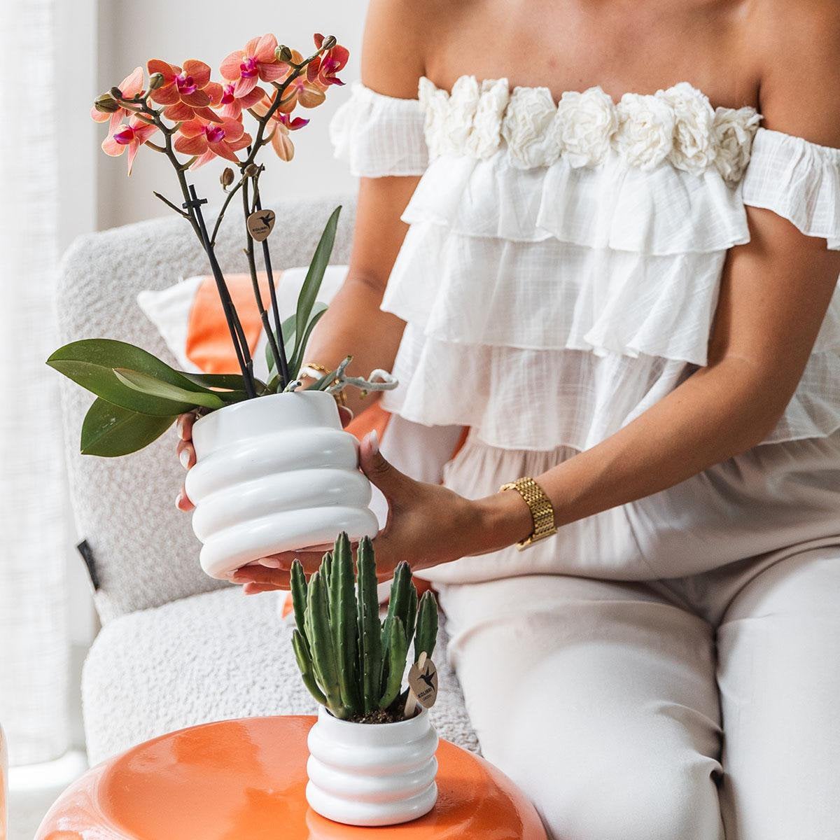Witte Bubble bloempot voor orchidee – keramische sierpot Ø9 cm