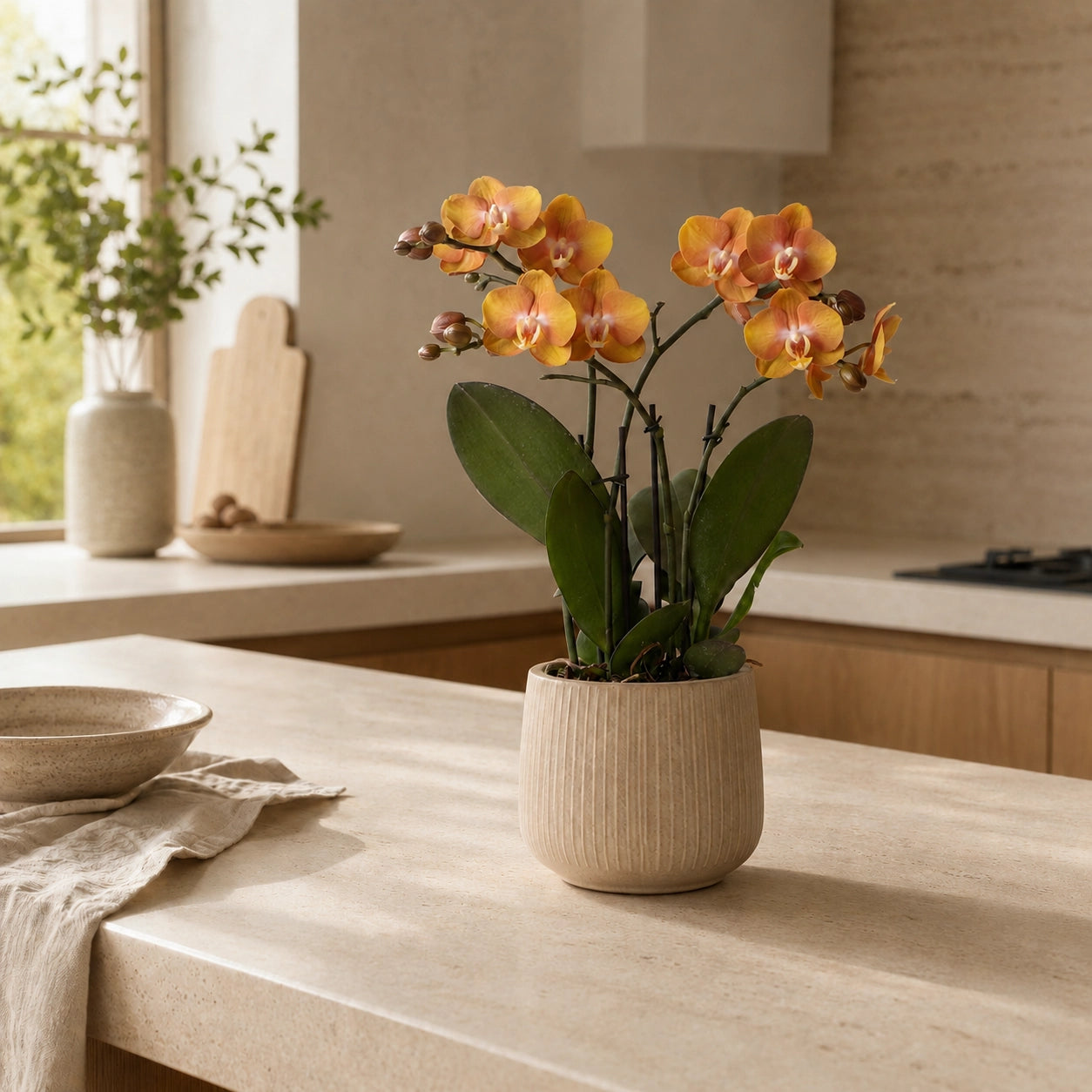 Oranje-gouden Phalaenopsis orchidee ‘Las Vegas’ – Ø12 cm