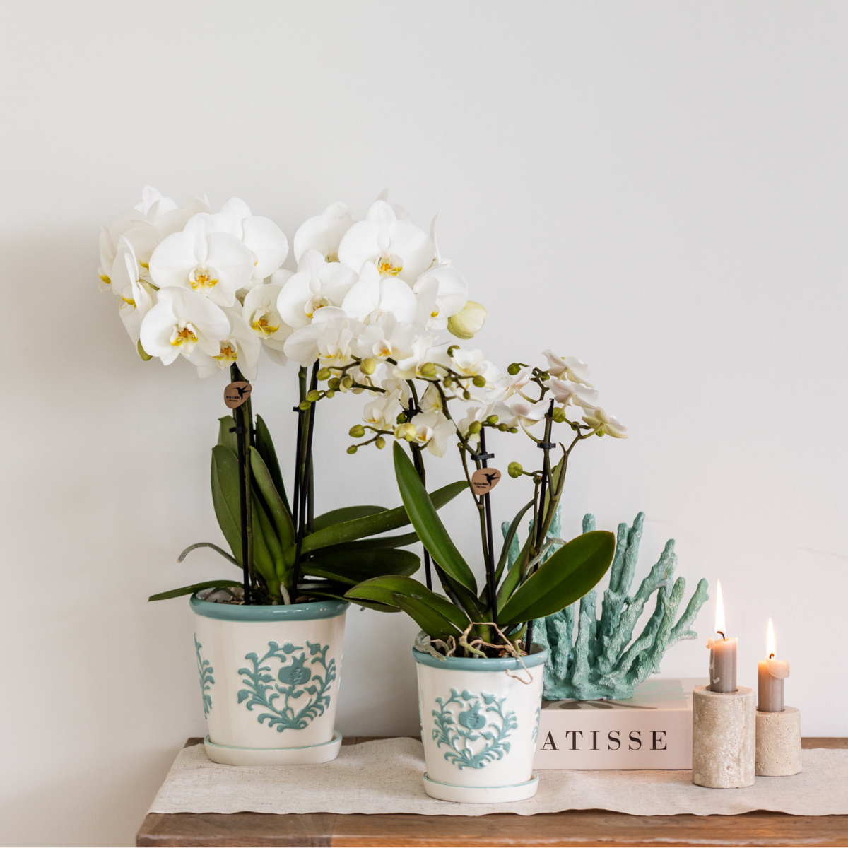 Turquoise Malaga bloempot voor orchidee – keramische sierpot Ø9 cm
