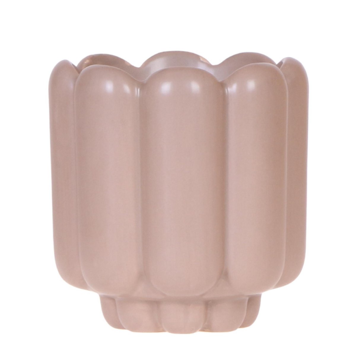 Zandkleurige Retro bloempot voor orchidee – keramische sierpot Ø9 cm