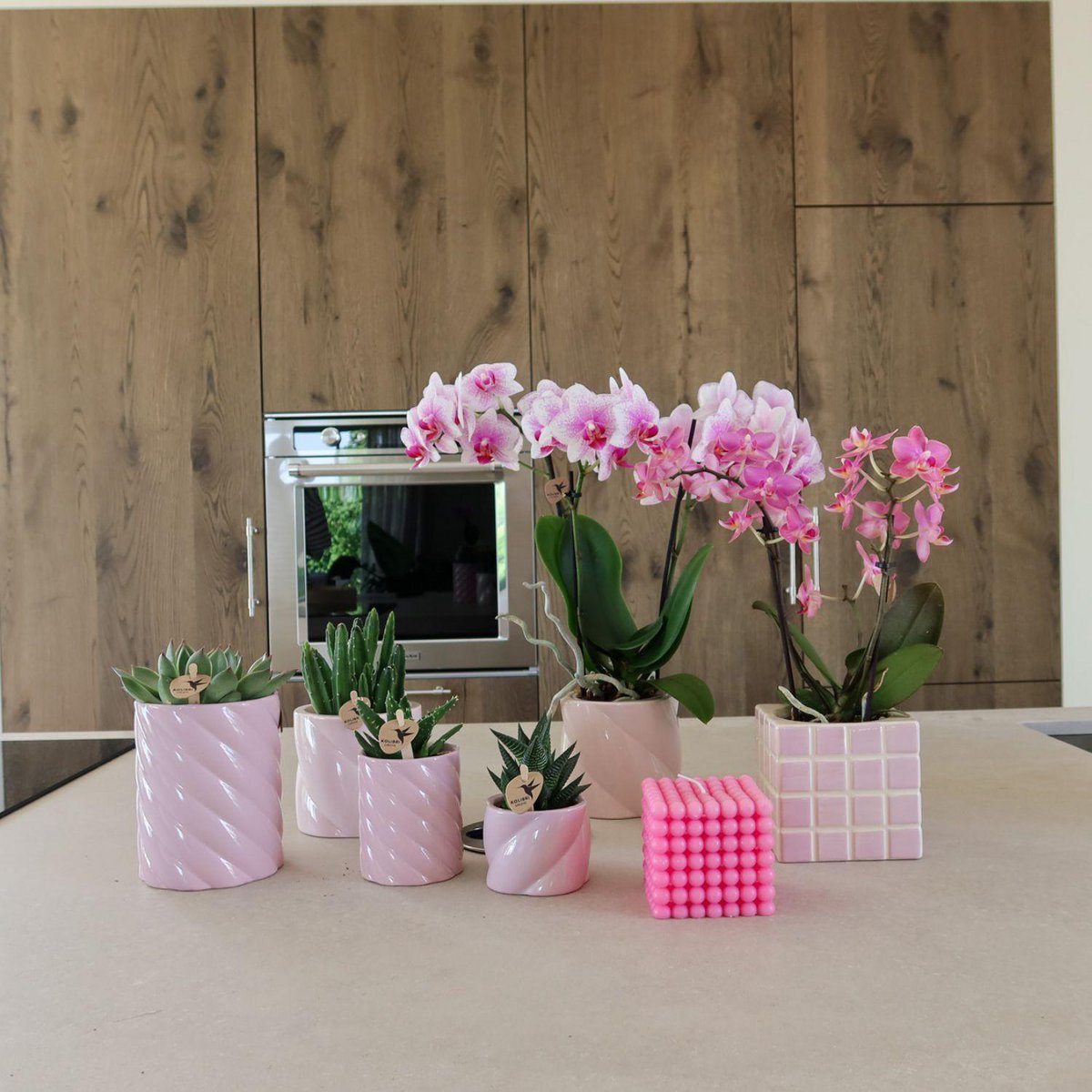 Roze Candy bloempot voor orchidee – hoge keramische sierpot Ø9 cm