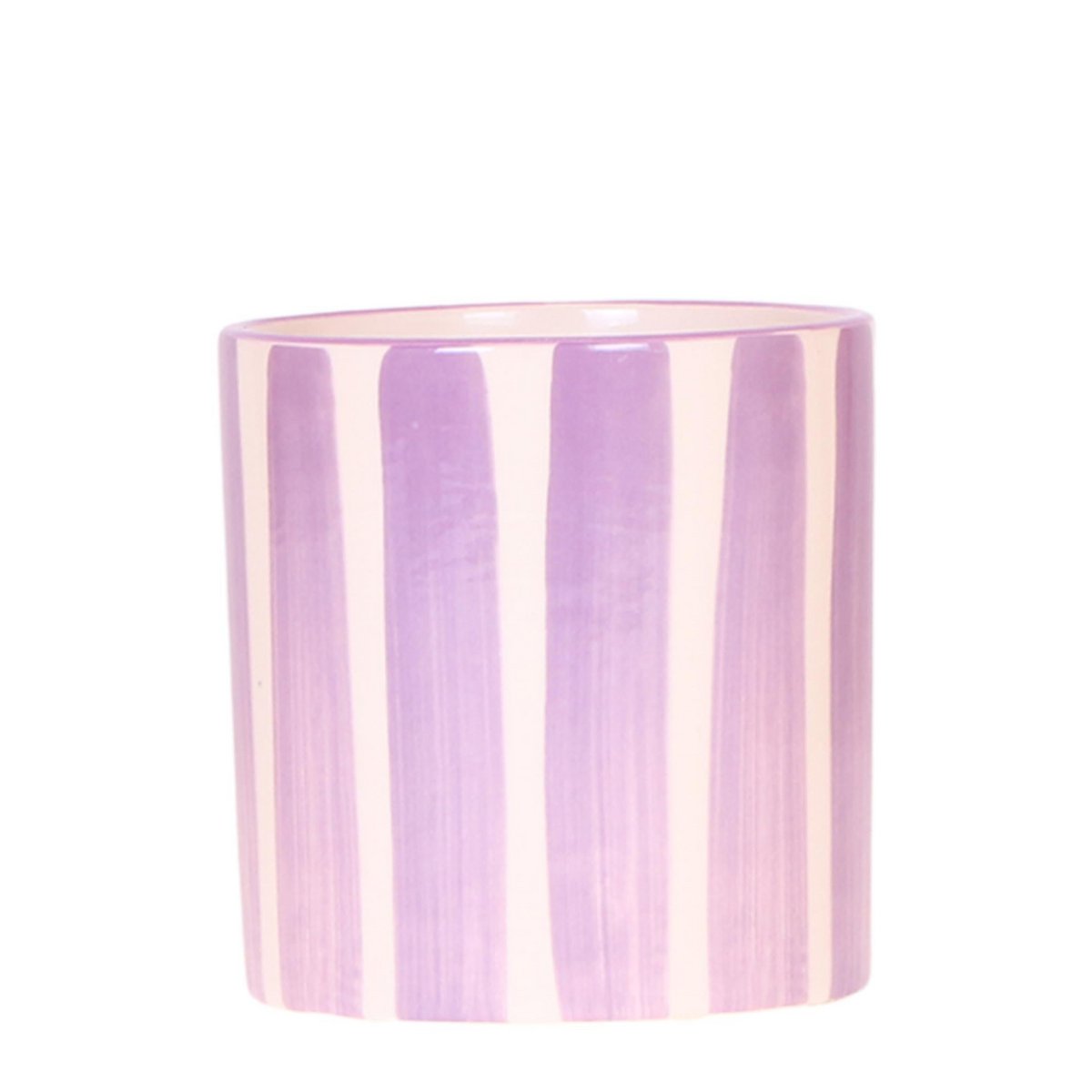 Lila Painted Stripe bloempot voor orchidee – keramische sierpot Ø9 cm