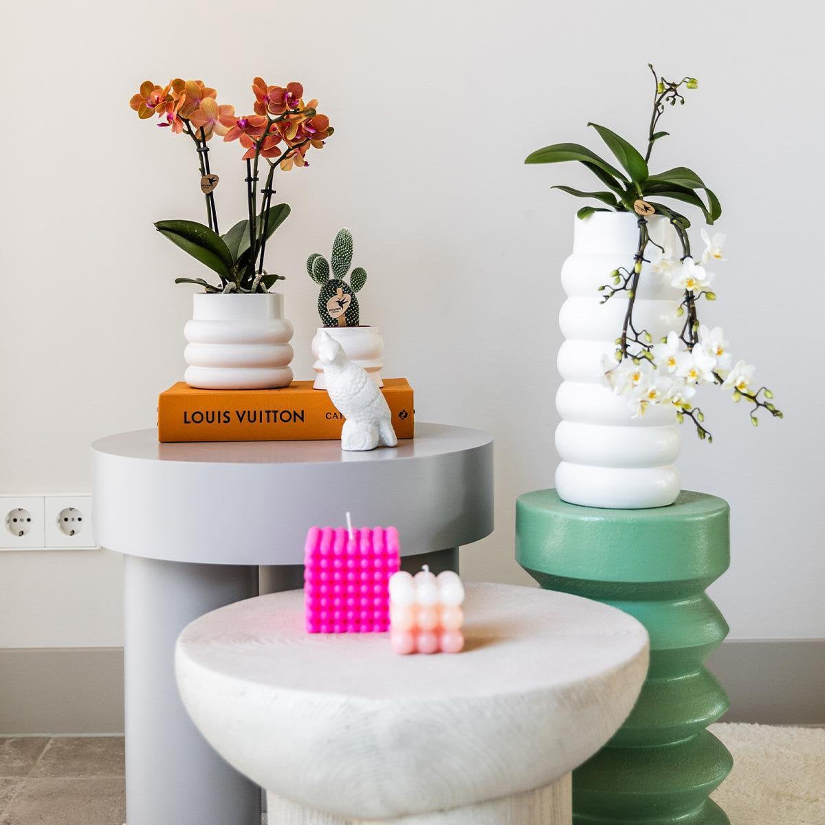 Witte Bubble bloempot voor orchidee – keramische sierpot Ø9 cm