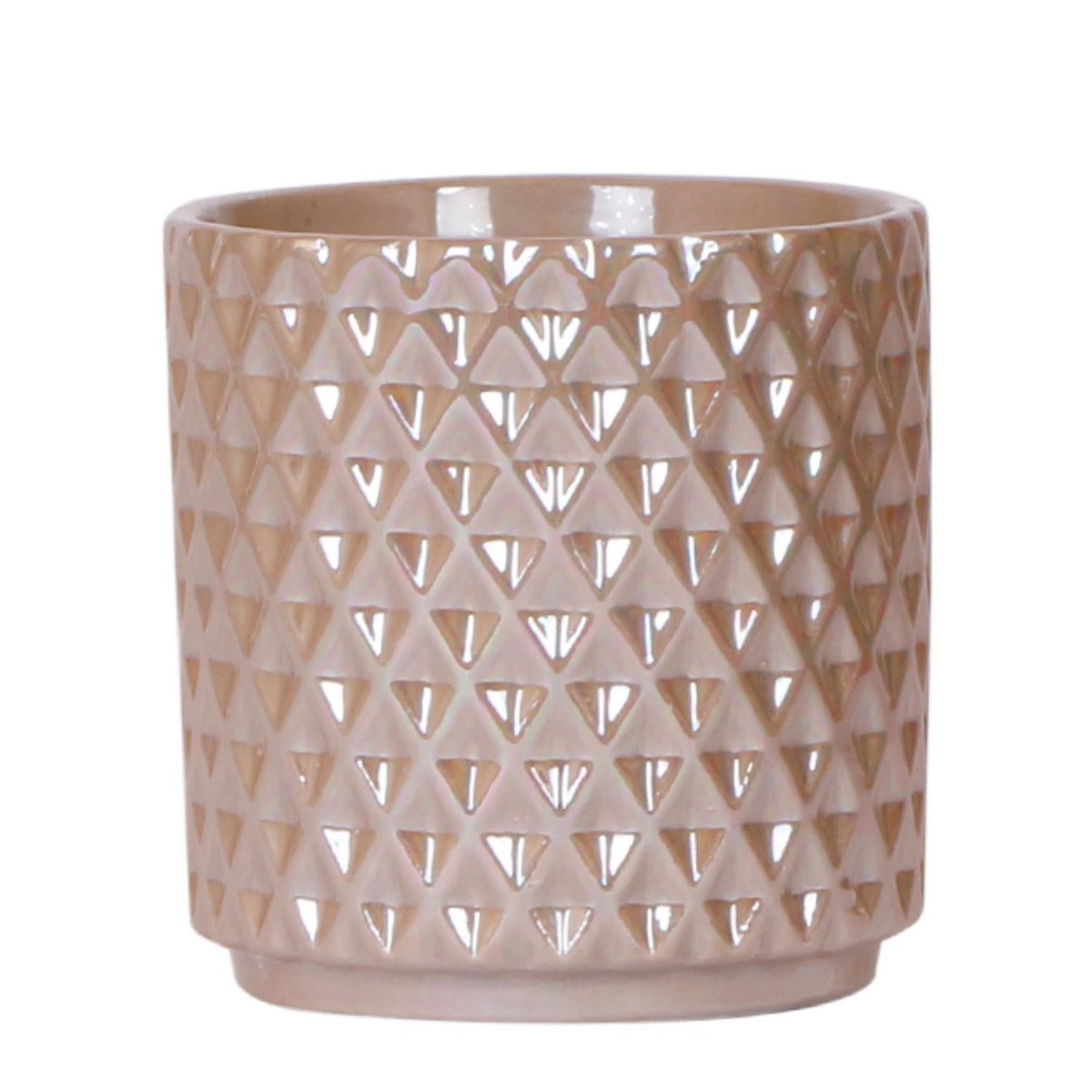 Zandkleurige Diamond Pearl bloempot voor orchidee – keramische sierpot Ø9 cm