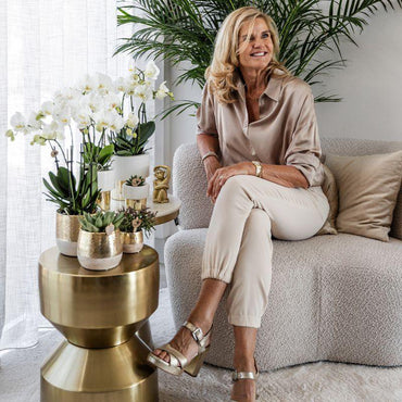 Gouden Elite bloempot voor orchidee – keramische sierpot Ø12 cm