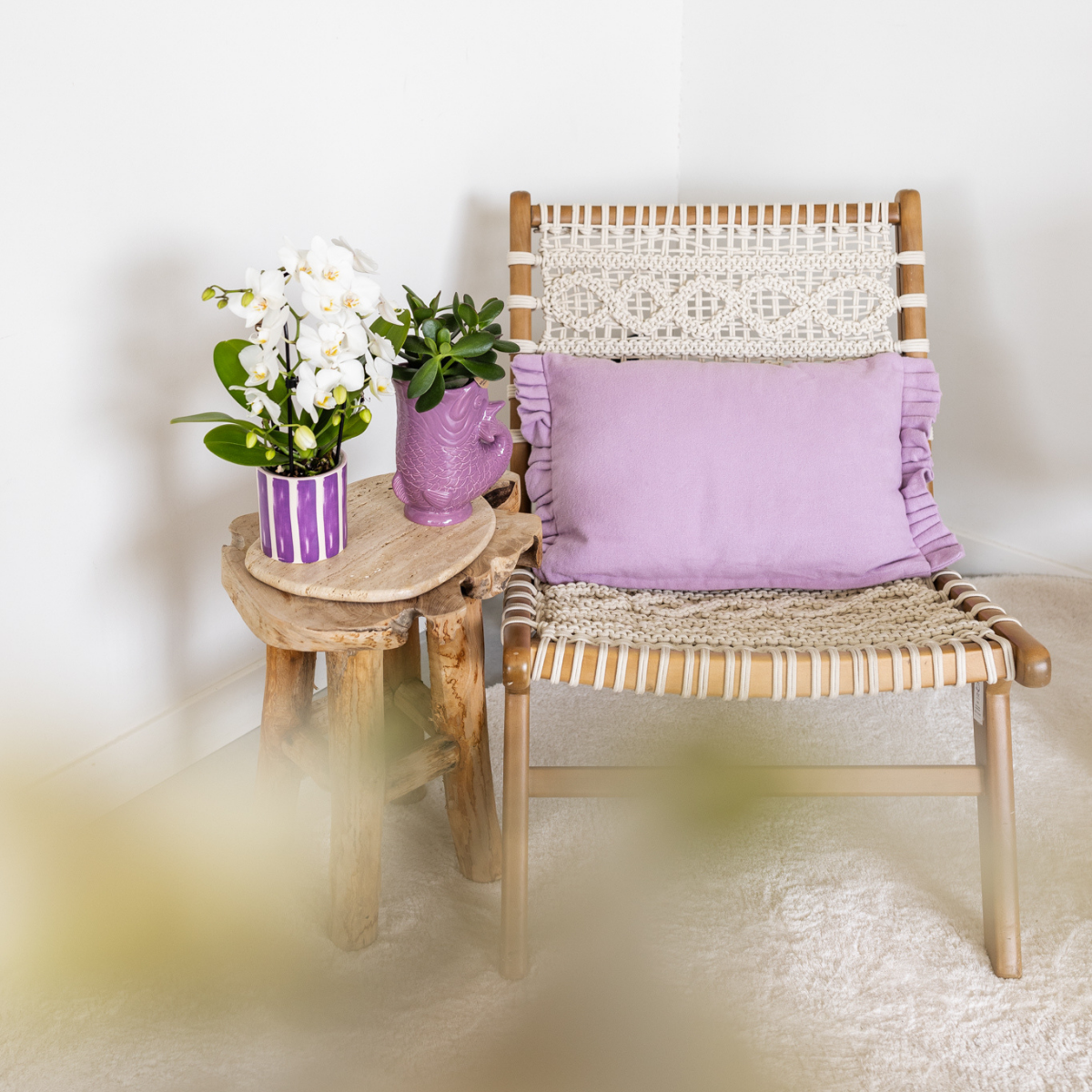 Lila Fish bloempot voor orchidee – keramische sierpot Ø9 cm