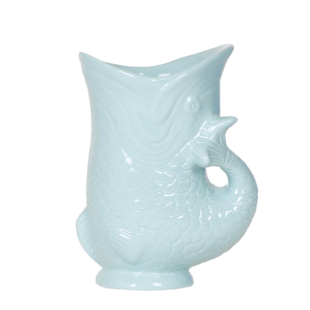 Turquoise Fish bloempot voor orchidee – keramische sierpot Ø9 cm